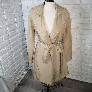 Ricki's Ladies Size Small Tan Lined 1 Button Closure Belted Trench Coat